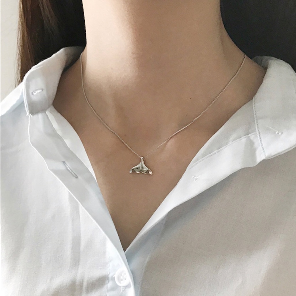 Sterling Silver Plain Dolphin/Whale Tail Necklace